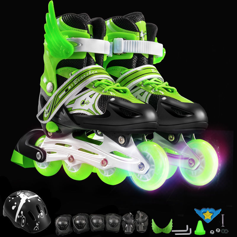 Musical Green Single Shoes + Protector + Helmets + gift pack